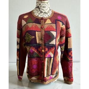 Alpaca Collection Inca maki Peruvian sweater cardigan 100% alpaca sz M